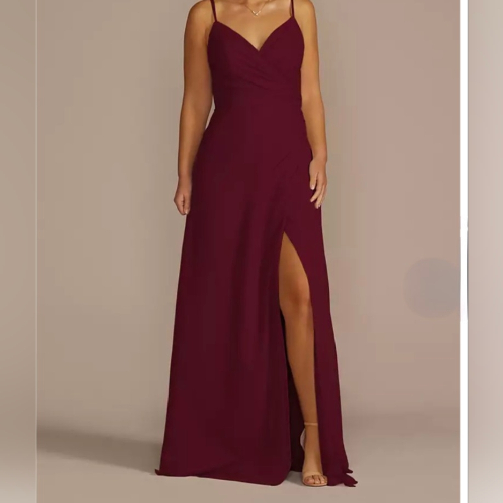 Draped Chiffon Spaghetti Strap Dress, Size 0